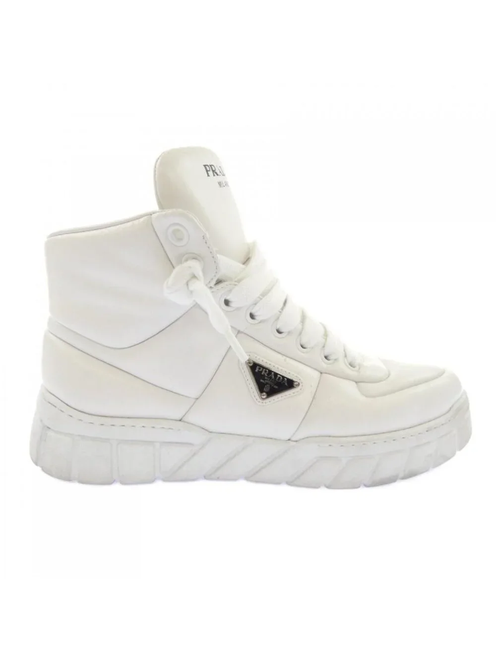 Prada Padded Nappa Leather High Top Triangle Logo Sneakers